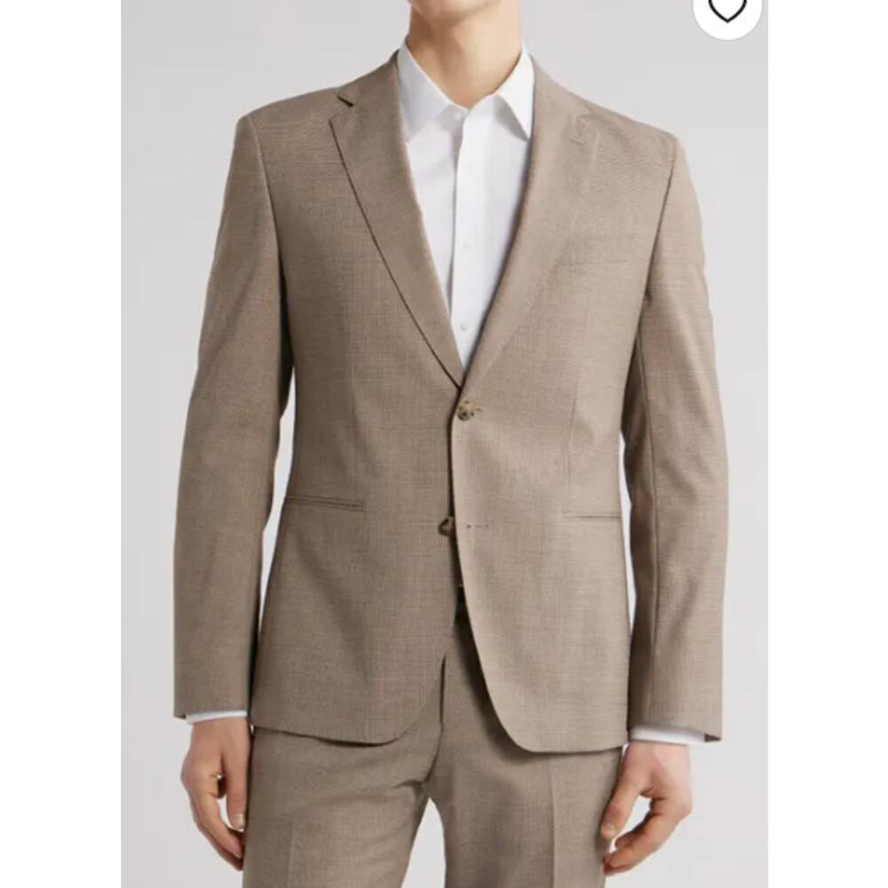 Boss Sport Coat Suit jacket Mens Size 40R 40 R Tan Beige 2 Button Super 100